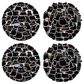 Keboyoe 160 Pieces Cute Black Cat Sticker Set Cute Cat Stickers for Laptop Cute Cat Stickers Kawaii Waterproof for Water Bottles, Scrapbook, Bike, Notebook,