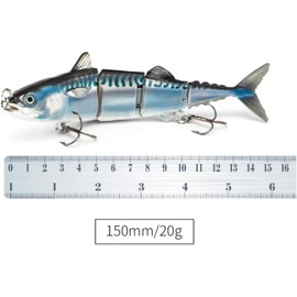 HADORAM Tuna Fishing Lure 4 Segment Jointed Swimbait with Treble Hooks for Freshwater and Saltwater Sinking (Color 1#)