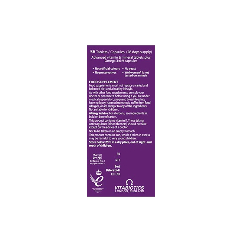 Multivitamin Tablets for Women, Wellwoman Tablets Plus Omega 3-6-9