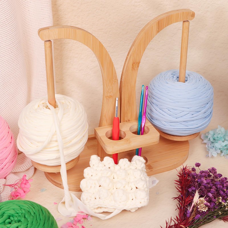 Yarn Holder Portable Magnetic Wool Holder Crocheting & Knitting Wooden