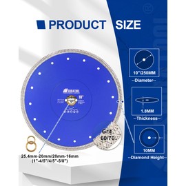 SHDIATOOL 10-Inch Diamond Saw Blade Cutting Disc for Porcelain Tile Ceramic Granite Marble Brick 250mm (2-Pack)