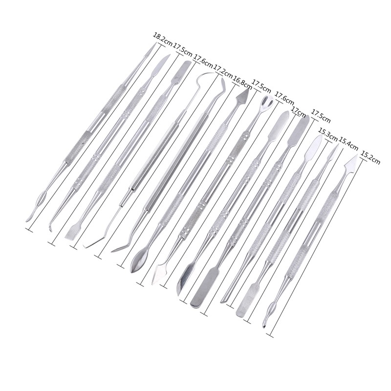 12pcs Stainless Steel Double Sided Wax Carving Tool Kit Set