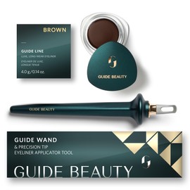 GUIDE Beauty Eyeliner Duo, GUIDE Wand & Line Luxe/Long-Wear Eyeliner Cream (Brown), Multi-Purpose Make-Up Application Tool, Universal Design for Easy Eye & Lip Liner