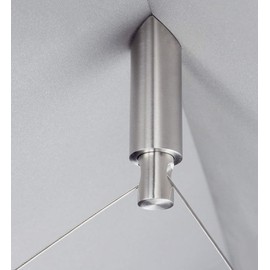 PHOS Design Rope Deflector for Rope Tension System Made of Stainless Steel Solid Material, Matt Polished, Additional Module, Wall Distance 42 mm, Intermediate Support Curtain Rope Over Corner, Curtain