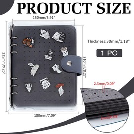 CRAFTYMELODY Enamel Pin Display Book Gray Pin Binder Holder Trading Book Cloth Brooch Pins Collector Bag 8-Page Lapel Pins Display Board Broochpin Storage Organizer with PVC Plastic Cover