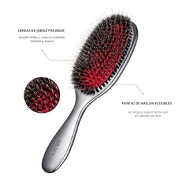 MIŠEL Cepillo profesional de cerdas de jabalí para mujeres y hombres | Desenreda todo tipo de cabello natural y extensiones | Reduce la rotura | Ideal