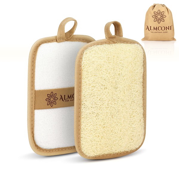 Almooni Premium Egyptian Exfoliating Loofah Pad Body Scrubber - Rectangular