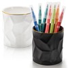 Goaste 2 Pack Ceramic Pen Holder, Geometric Pencil Cup with
