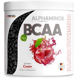 BCAA Powder 300 g Cherry, Test Winner Alphaminos BCAA 2:1:1 Drink, Incredibly Delicious Flavour, Essential Amino Acids Leucine, Isoleucine & Valine, 100% Vegan, Top Solubility - Laboratory Tested