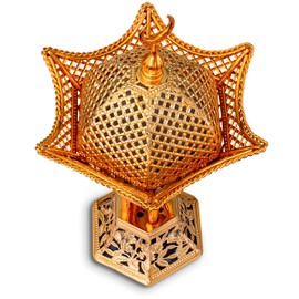Am Incense Burner Bakhoor Burner for Frankincense Resin Incense Sticks Cones - Craft Design (Gold)