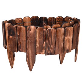 LAVANE 6.6 FT L x 8 inch H No-Dig Decorative Garden Fence, Wooden Landscape Border Edging, Anti-Corrosive Flower Bed Lawn Patio Balcony Yard Fencing, Easy Installation Outdoor Planter Border