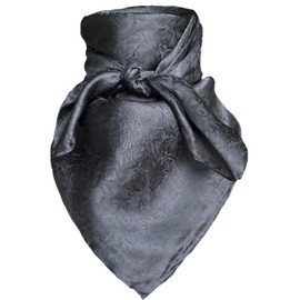 Wyoming Traders Jacquard Cowboy Wild Rag 100% Silk Scarf Bandana Multiple Colors L 34.5" and XL 42" (Charcoal, 34.5")