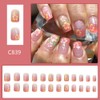 Short Flower Press on Nails Square Pink Fake Nails with