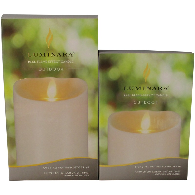 Luminara Outdoor Flameless Candle: Plastic Finish, Unscented Moving Flame Candle