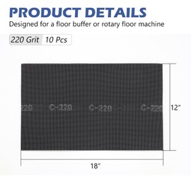 HUAALIUCHE 12"x18" Sanding Screen Sheets - Square Mesh Floor Sanding Screen - Black Silicon Carbide - for Wood Floors (10 Pack, 220 Grit)