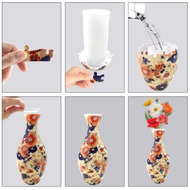 3D Puzzle Vase Unique Flower Vase Made by 160 Curved Plastic Puzzle Pieces, Relax Puzzle Flower Vase for Adults Home and Office Decor