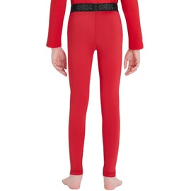 QBK Toddler Boys 2T to Youth Compression Pants Base Layer Leggings Tights for Basketball Soccer Football Baseball Red