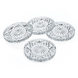 Godinger Dublin Coasters, Barware Coaster, for Drinks, Coasters for Coffee Table, Crystal Glass Bar Coaster, Drinkware & Glassware Decor, Set of 4