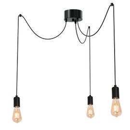 Licht-Erlebnisse Spider Hanging Light Flexible Hanging in Black Long Arms 3 x E27 Pendant Lamp for Ceiling Living Room Bedroom Sloping Roof Lamp