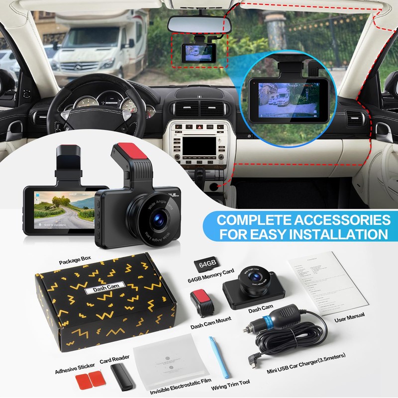 Range Tour Car Dash Cam Front, FHD 1080P Car Camera