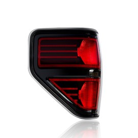 OKLPF rear brake tail light compatible with 2009 2010 2011 2012 2013 2014 ford f150,replacement red taillight assembly red smoked tail light,includes a luxurious box,left driver side