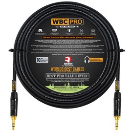 10 Foot - WBC-PRO-Quad-MINI Ultra-Silent Ultra-Flexible Balanced Mini-Star-Quad Auxiliary Cable with Neutrik-Rean 3.5mm Gold Mini TRS Plugs