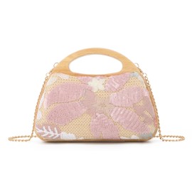 Syrads Purses for Women Beach Straw Bag Crossbody Bags for Women Sequin Shoulder Handbag for Wedding,Pink