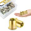 Mywish 200Pcs 1/4-20 Rivet Nuts, Yellow-Zinc Carbon Steel Flat Head