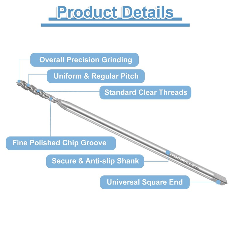 sourcing map Spiral Flute Thread Tap, Metric M3 x 0.5