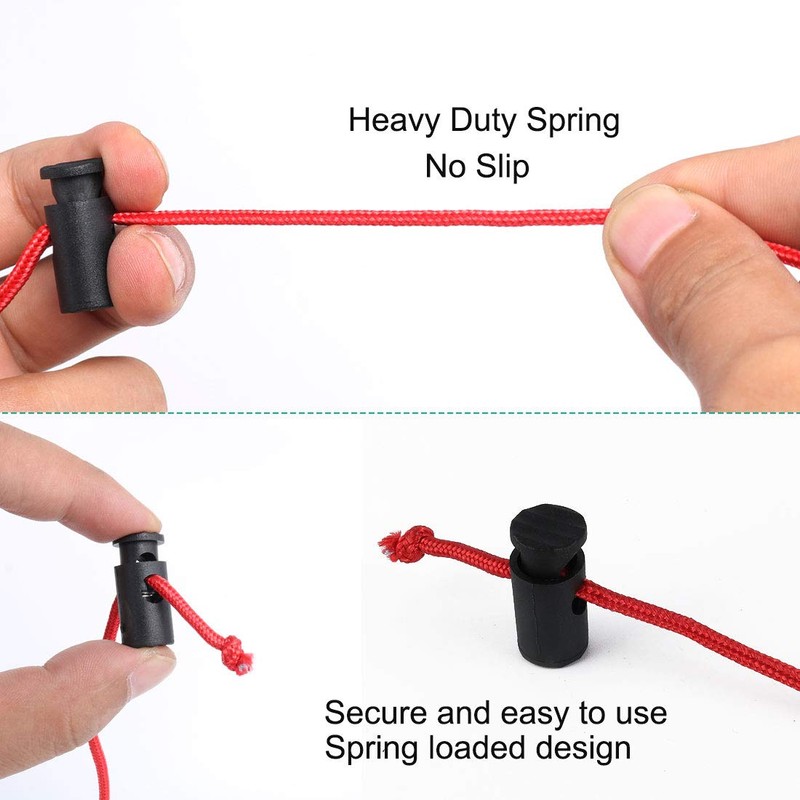 sourcing map 6pcs Spring Cord Locks Plastic End Stopper Single