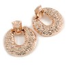 Large Round Hammered Clip On Earrings/Rose Gold Tone/ 60mm L