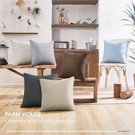 Deconovo Cushion Cover, Pillowcase, Cover, Cushion Covers, 30 x 50 cm, Linen, Set of 4