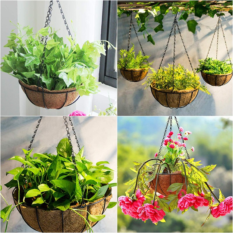 EIMQUVW 4 Pack Hanging Planter Basket with Coco Coin Liner