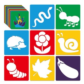 24 Pieces Garden Chalk Stencils for Kids Outside Drawing Stencils Painting Sidewalk Stencils with Cute Template for Kids Toddlers Preschooler (8Inch)