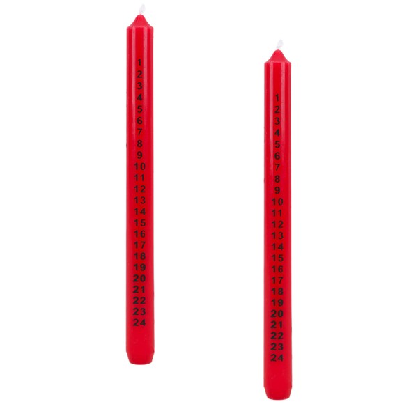 Christmas Concepts® Pack of 2-25cm Christmas Advent Candle – Traditional Countdown to Christmas (red)