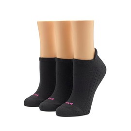 HUE Women's Air Cushion Tab Back No Show Liner Sock 3 Pair Pack, Black, One Size