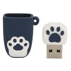 U Disk USB2.0 Hot Swap Cat Paw Shape Cartoon Style Portable Vibration Resistant Flash Drive for Win for OS X Dark Blue 64G