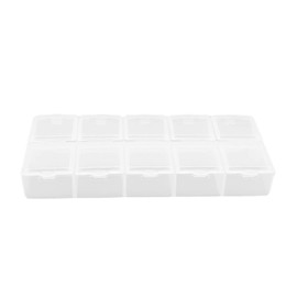 MroMax PS Component Storage Box 133x60x20mm Plastic Organizer Container 10 Fixed Grids Tool Boxes for Electronic Component Small Accessories Transparent Color 2Pcs