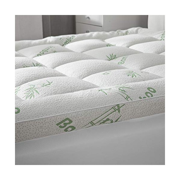 Bamboo Mattress Topper King Size with 8-21" Deep Pocket Mattress Pad for Back Pain Pillow Top Mattress Cooling Cover Quilted Mattress Protector with Down Alternative Fill (76x80)