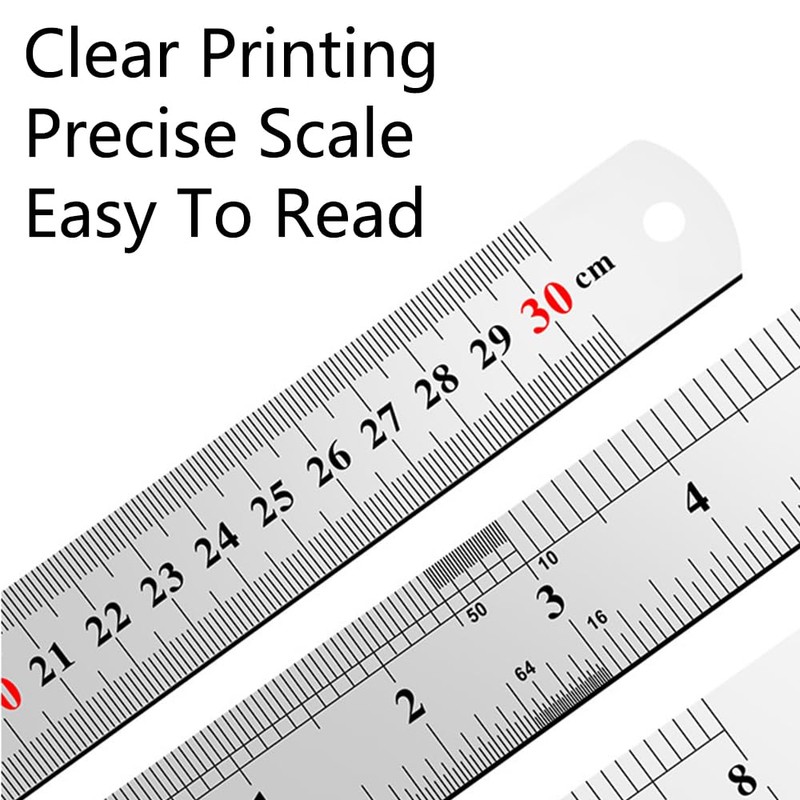 Stainless Steel Rulers, 2 Pack 20cm Metric Imperial Precision Ruler