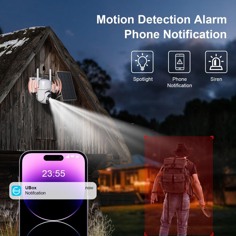 4G LTE Cellular Security Camera No Internet Needed, Solar No