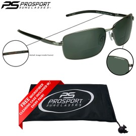 proSPORT Polarized Bifocal Sunglasses Men Women Fishing Driving Boating Golf Gun Metal Smoke +2.50 Premium Anti Glare TAC Lenses Durable Metal Alloy Frames Spring Hinge