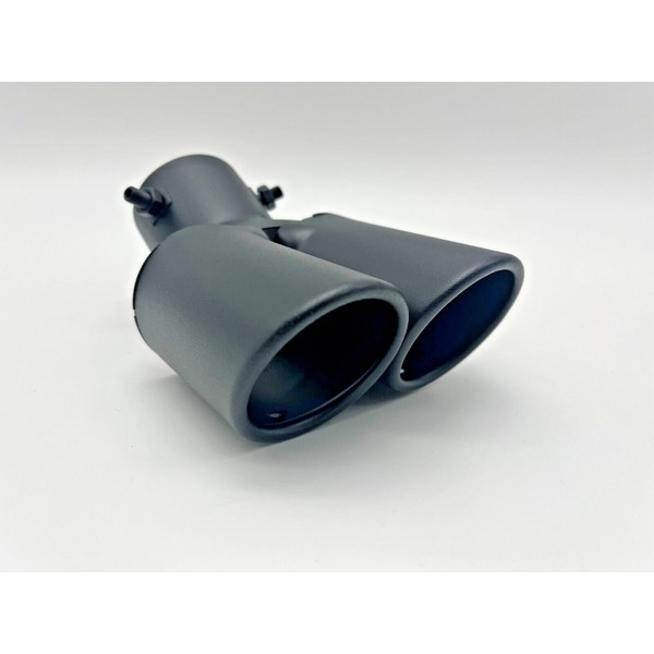 Matt Black Twin Stainless Steel Rolled Tip Exhaust 65mm Exit