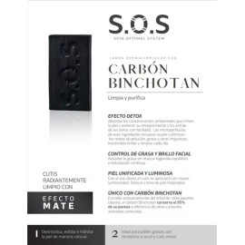 S.O.S SKIN OPTIMAL SYSTEM Jabón Carbón Japonés Binchotan,puntos Negros,brillo,acné 90g