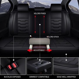 DISUTOGO Seat Covers Fit for Subaru Forester 2007-2024 2025: Full Set Faux Leather Car Seat Cover Waterproof Automotive Cushion Protector(5 Seats, Black Line)