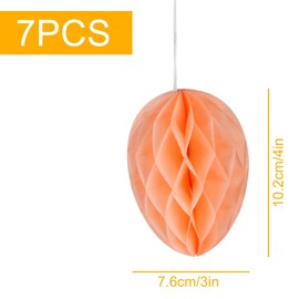 Thyonta 7PCS Easter Beehive Eggs Paper Egg Shaped Honeycomb Ball Pendant Decoration for Kindergarten Shopping Mall Window Festivals