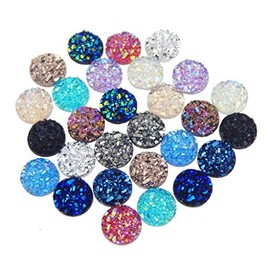 120 Pieces 12 Colors Round Flat Back Resin Cabochon Cameo Faux Druzy Cabochons for Jewelry Making (12mm)