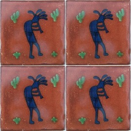 4.2x4.2 9 pcs Kokopelli Talavera Mexican Tile