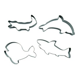 BekkiB - Set of 4 cookie cutters "sea creatures" - Cookie cutter shapes crocodile, dolphin, whale and shark - Made of stainless steel and dishwasher safe - 3054