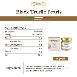 TartufLanghe Black Truffle Salt - Gurande Salt with Black Summer Truffle - 1.06 Oz